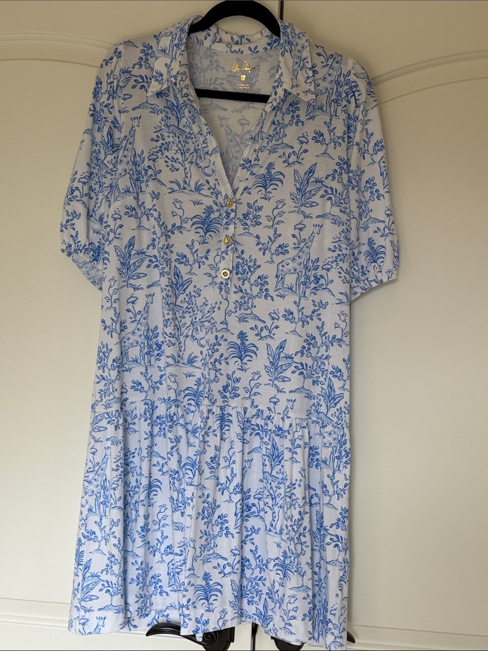 Nwt Lilly Pulitzer Blue and White Floral Bingley Dress size large - Picture 2 of 4